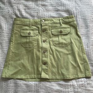 Altar’d State pistachio green button up mini skirt